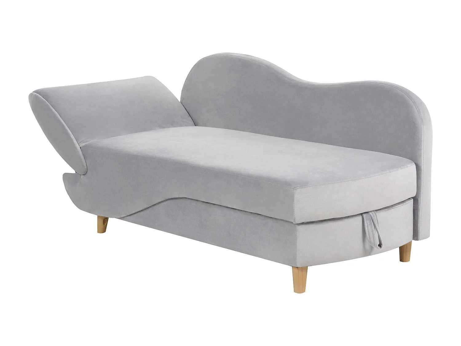 Chaise longue côté gauche MERI Velours Gris clair avec rangement
