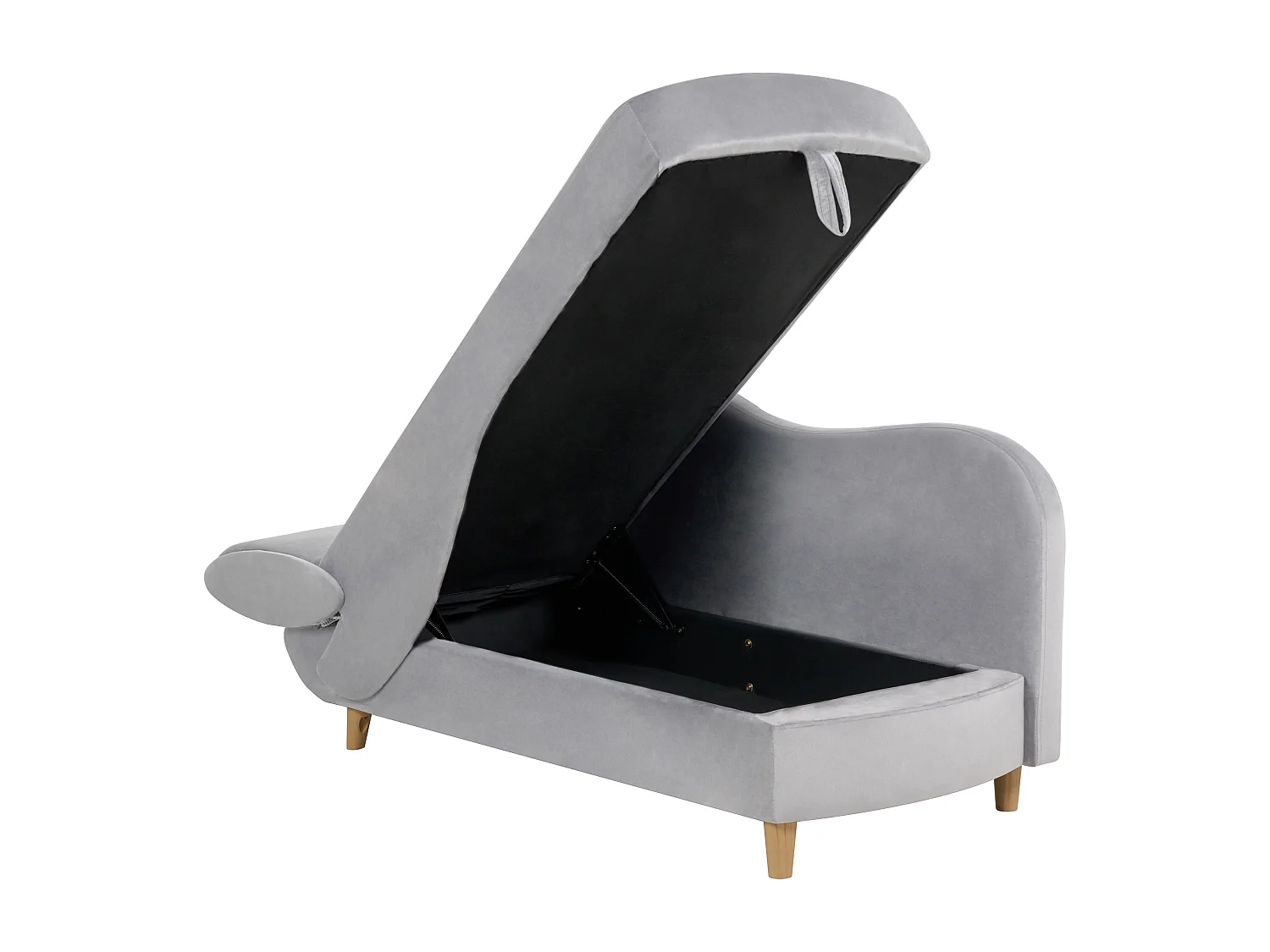 Chaise longue côté gauche MERI Velours Gris clair avec rangement