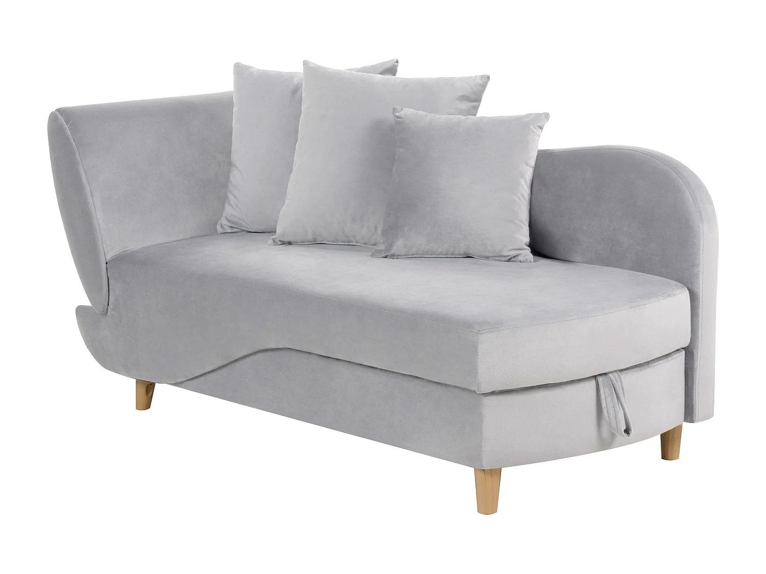 Chaise longue côté gauche MERI Velours Gris clair avec rangement