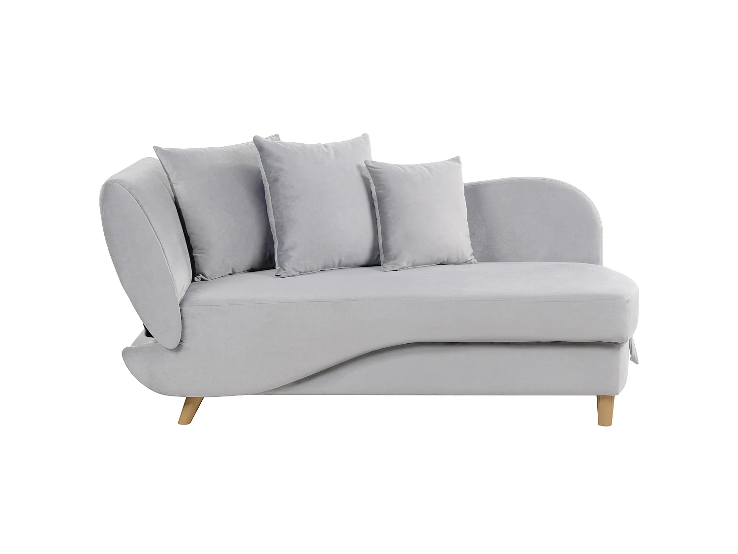 Left-Hand Chaise Longue MERI Velvet Light Grey with Storage