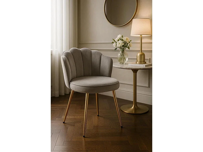 Sillas Comedor - Silla Blume Gold Terciopelo - Gris