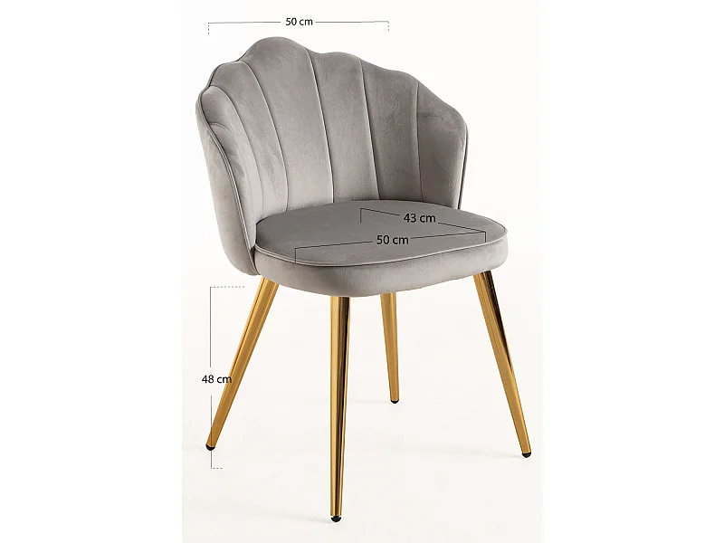 Sillas Comedor - Silla Blume Gold Terciopelo - Gris