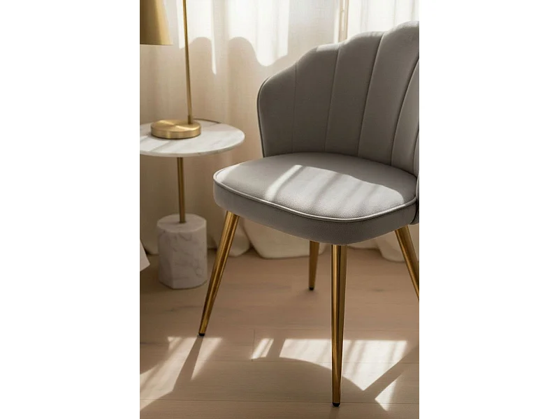 Sillas Comedor - Silla Blume Gold Terciopelo - Gris