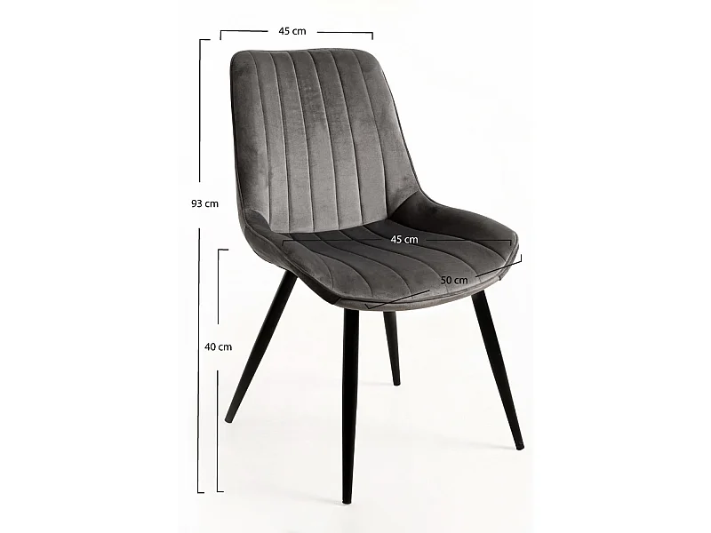 Packs Sillas Comedor - Pack 2 Sillas Lene Terciopelo - Gris oscuro
