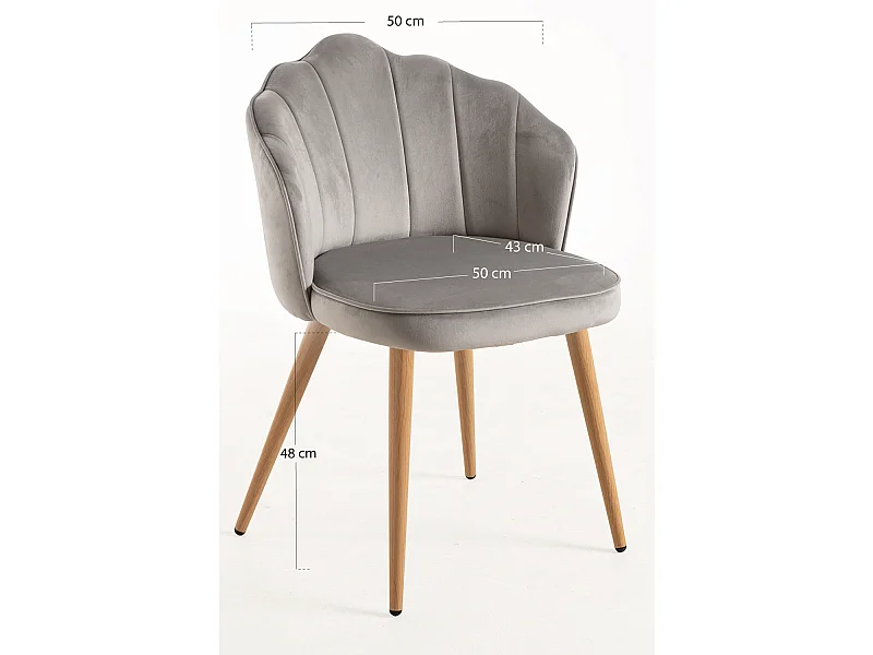 Sillas Comedor - Silla Blume Terciopelo - Gris