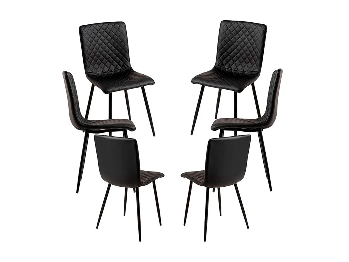 Packs Sillas Comedor - Pack 6 Sillas Rom Polipiel - Negro