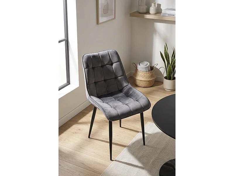 Sillas Comedor - Silla Cade Terciopelo - Gris oscuro