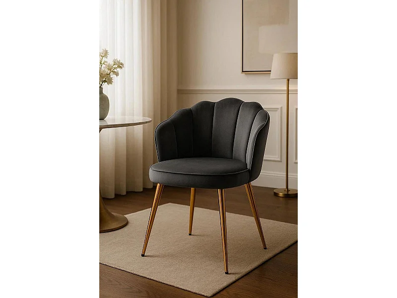 Sillas Comedor - Silla Blume Gold Terciopelo - Gris oscuro
