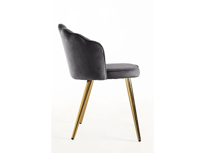 Sillas Comedor - Silla Blume Gold Terciopelo - Gris oscuro