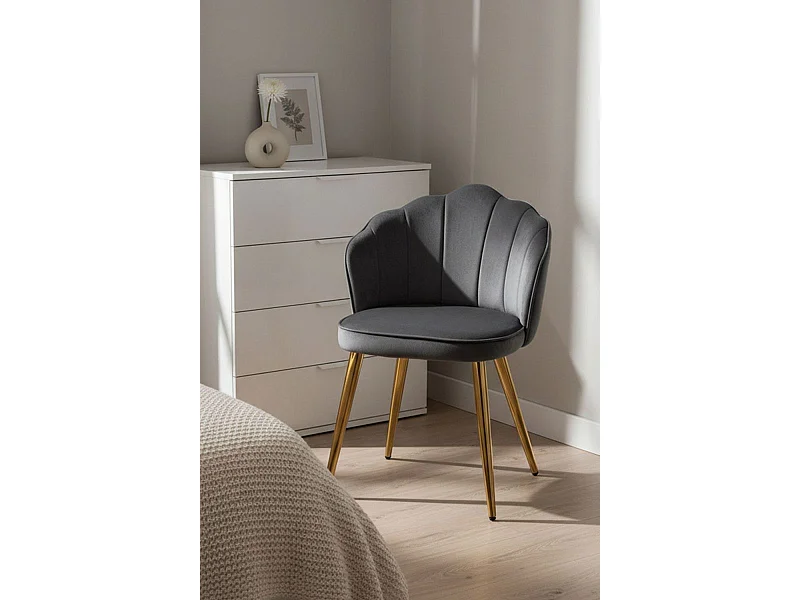Sillas Comedor - Silla Blume Gold Terciopelo - Gris oscuro
