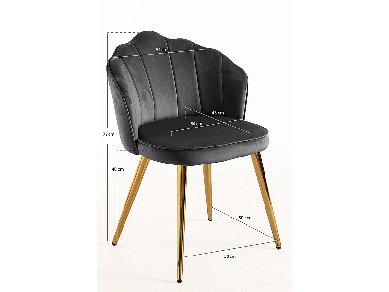 Sillas Comedor - Silla Blume Gold Terciopelo - Gris oscuro