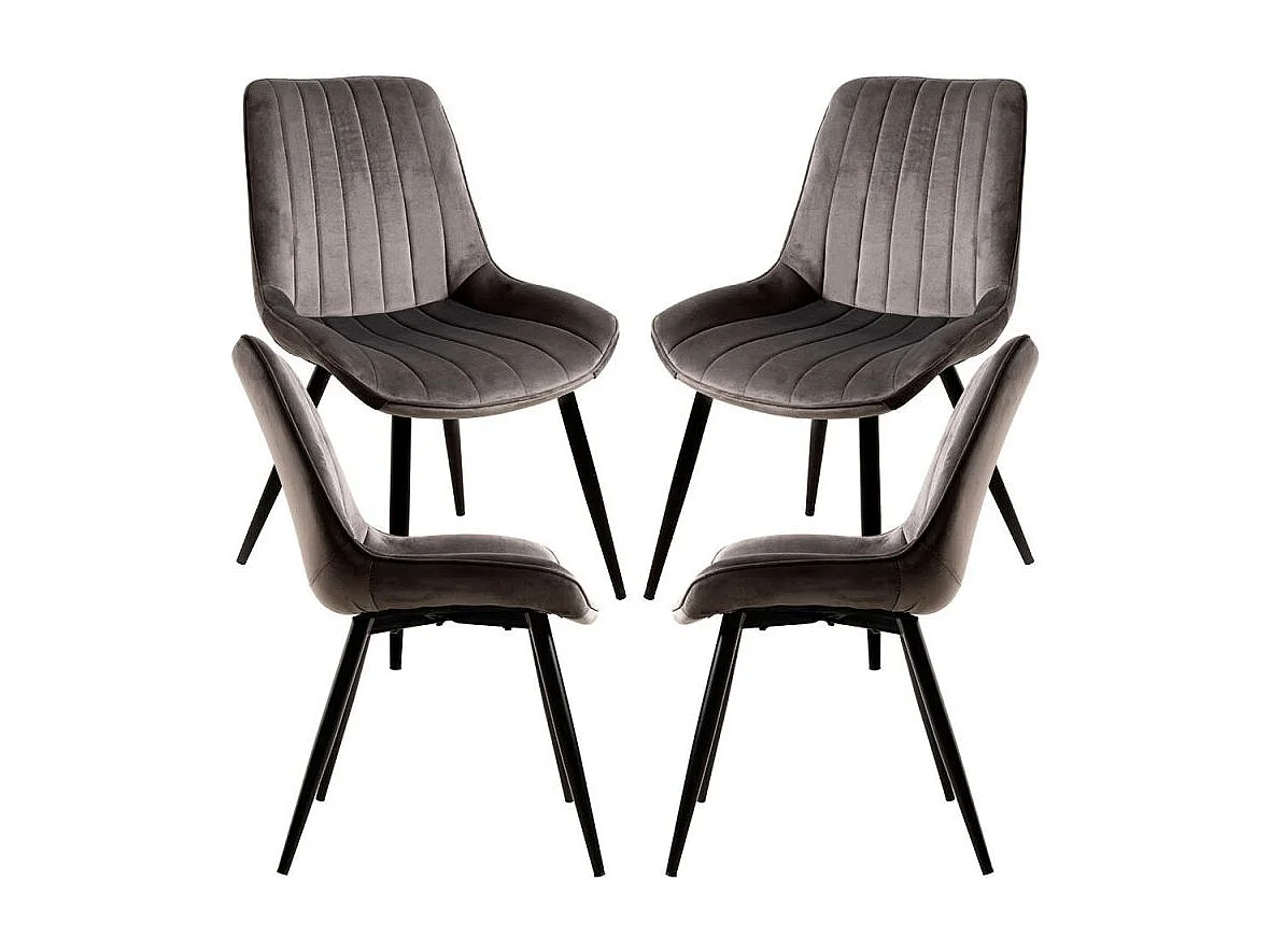 Packs Sillas Comedor - Pack 4 Sillas Lene Terciopelo - Gris oscuro