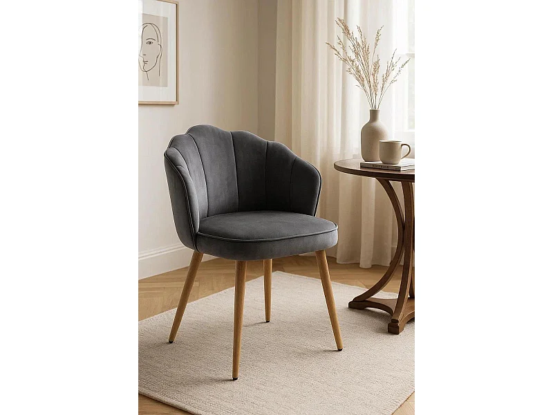 Sillas Comedor - Silla Blume Terciopelo - Gris oscuro