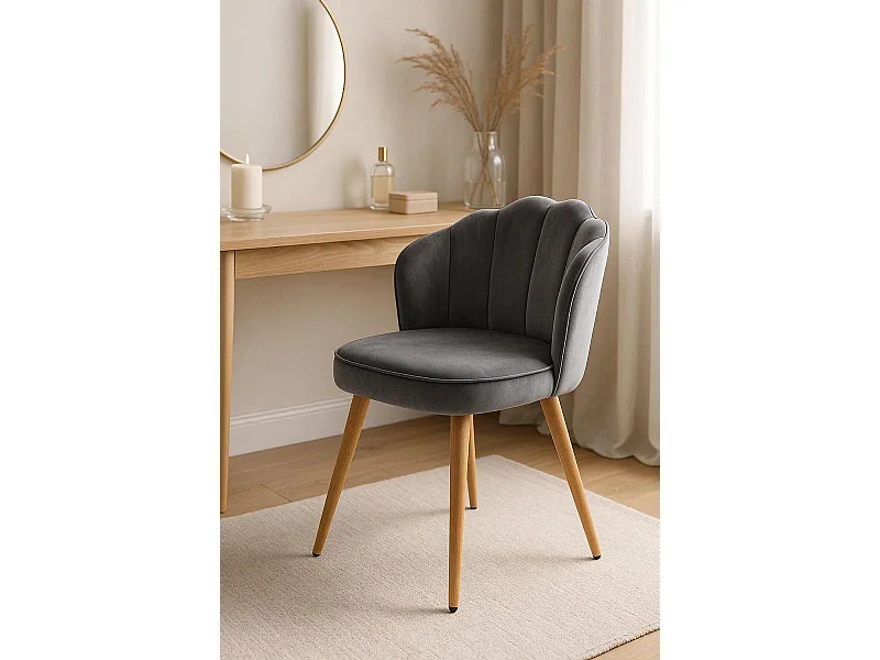 Sillas Comedor - Silla Blume Terciopelo - Gris oscuro