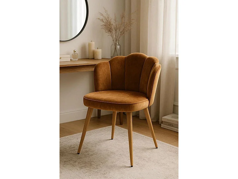 Sillas Comedor - Silla Blume Terciopelo - Marrón Claro