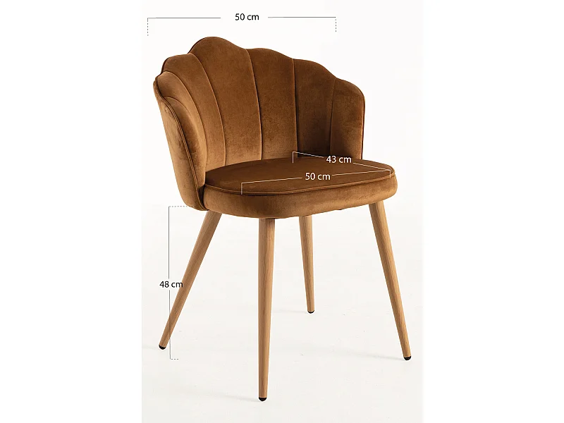 Sillas Comedor - Silla Blume Terciopelo - Marrón Claro