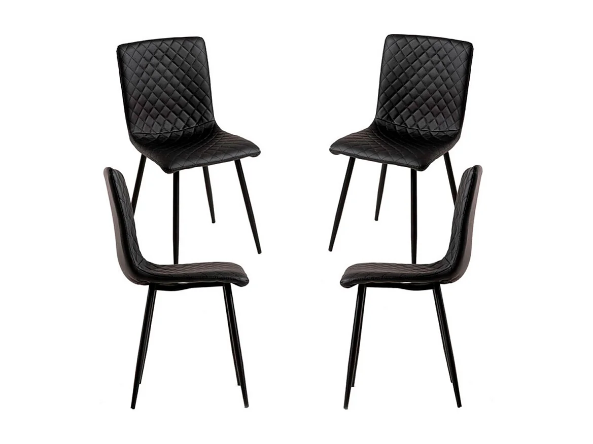 Packs Sillas Comedor - Pack 4 Sillas Rom Polipiel - Negro