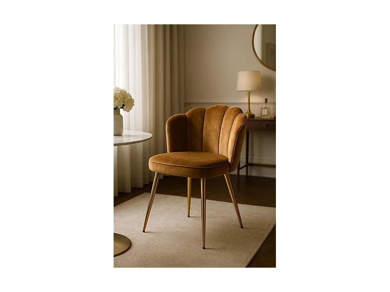 Sillas Comedor - Silla Blume Gold Terciopelo - Marrón Claro