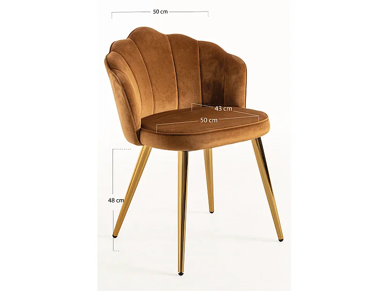 Sillas Comedor - Silla Blume Gold Terciopelo - Marrón Claro