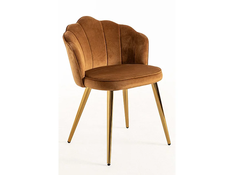 Sillas Comedor - Silla Blume Gold Terciopelo - Marrón Claro