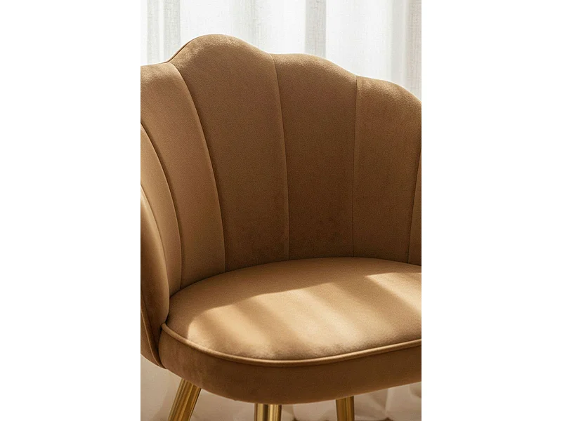 Sillas Comedor - Silla Blume Gold Terciopelo - Marrón Claro