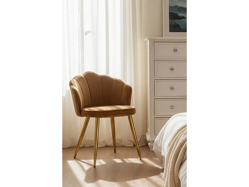 Sillas Comedor - Silla Blume Gold Terciopelo - Marrón Claro