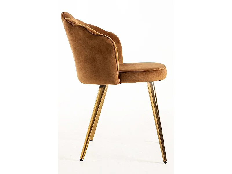 Sillas Comedor - Silla Blume Gold Terciopelo - Marrón Claro