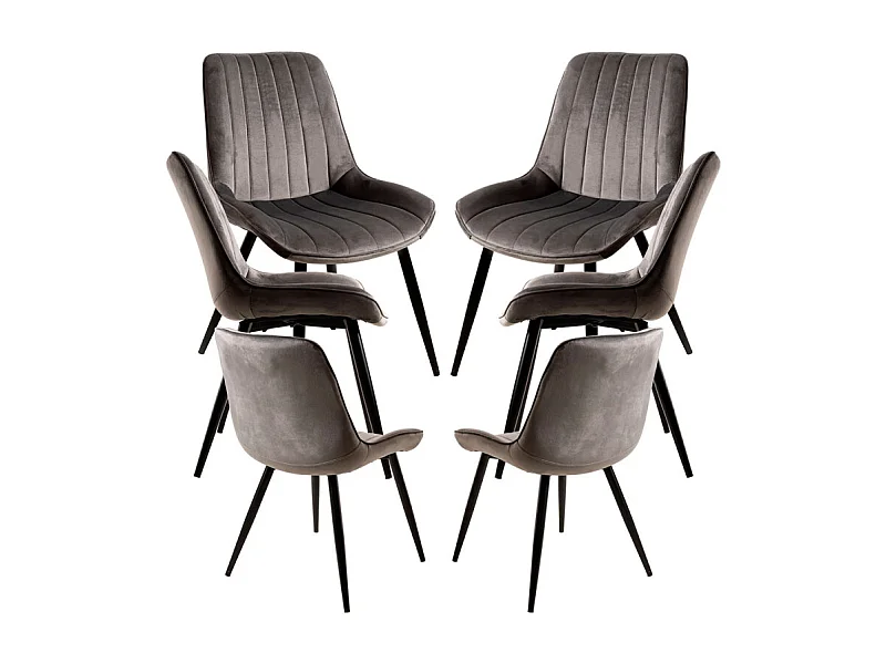 Packs Sillas Comedor - Pack 6 Sillas Lene Terciopelo - Gris oscuro