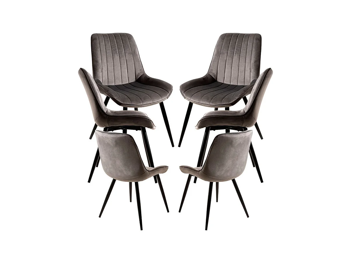 Packs Sillas Comedor - Pack 6 Sillas Lene Terciopelo - Gris oscuro