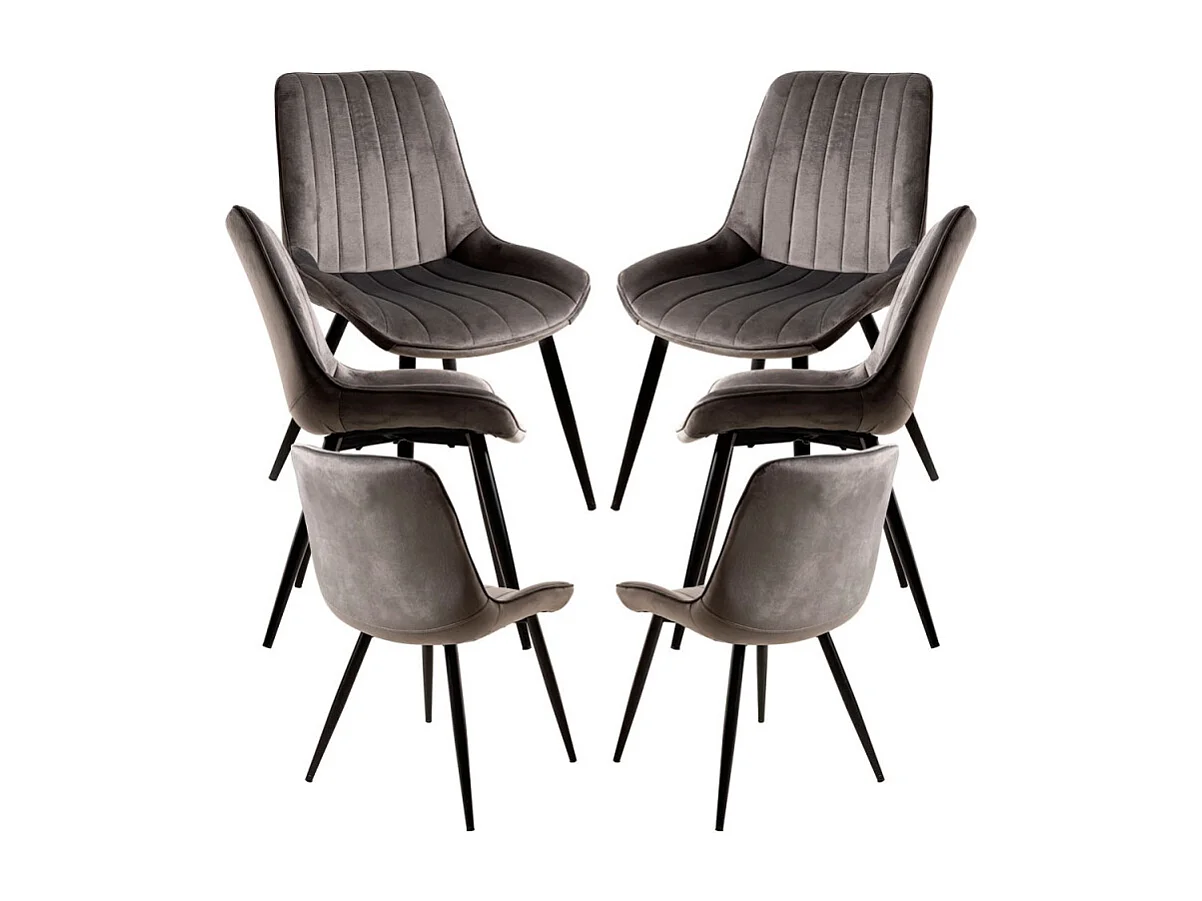 Packs Sillas Comedor - Pack 6 Sillas Lene Terciopelo - Gris oscuro