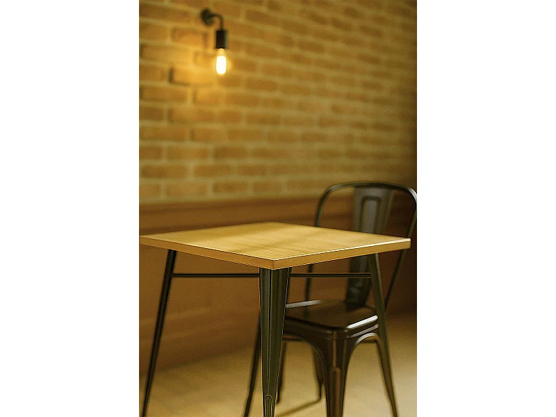 Mesas Bar - Mesa Torix Cuadrada Madera Natural 70 cm - Negro