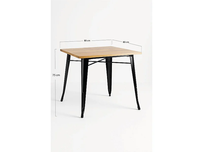 Mesas Bar - Mesa Torix Cuadrada Madera Natural 70 cm - Negro