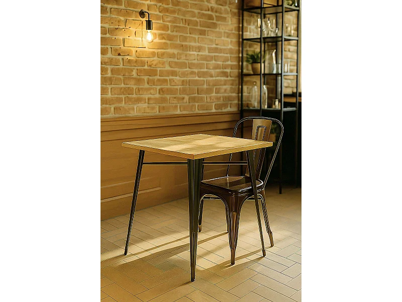 Mesas Bar - Mesa Torix Cuadrada Madera Natural 70 cm - Negro