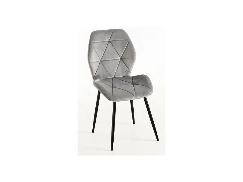 Silla Sesel Terciopelo Patas Negras - Gris