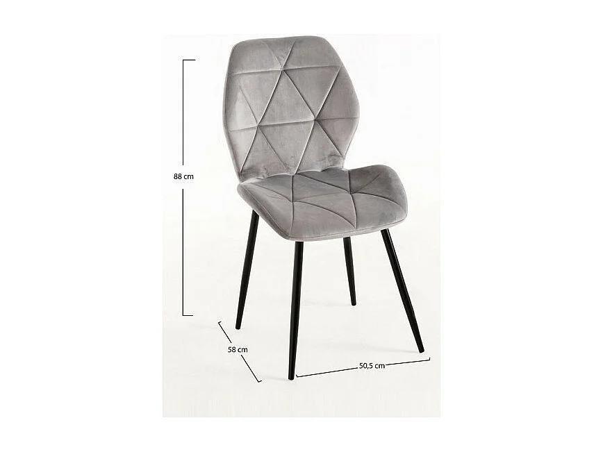 Silla Sesel Terciopelo Patas Negras - Gris