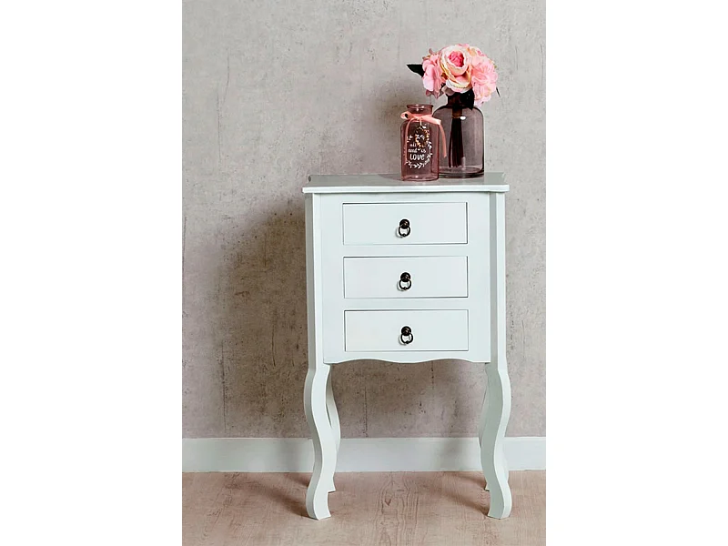 Mesas Auxiliares - Cajonera Sinfonier Cabriole 3 Cajones - Blanco