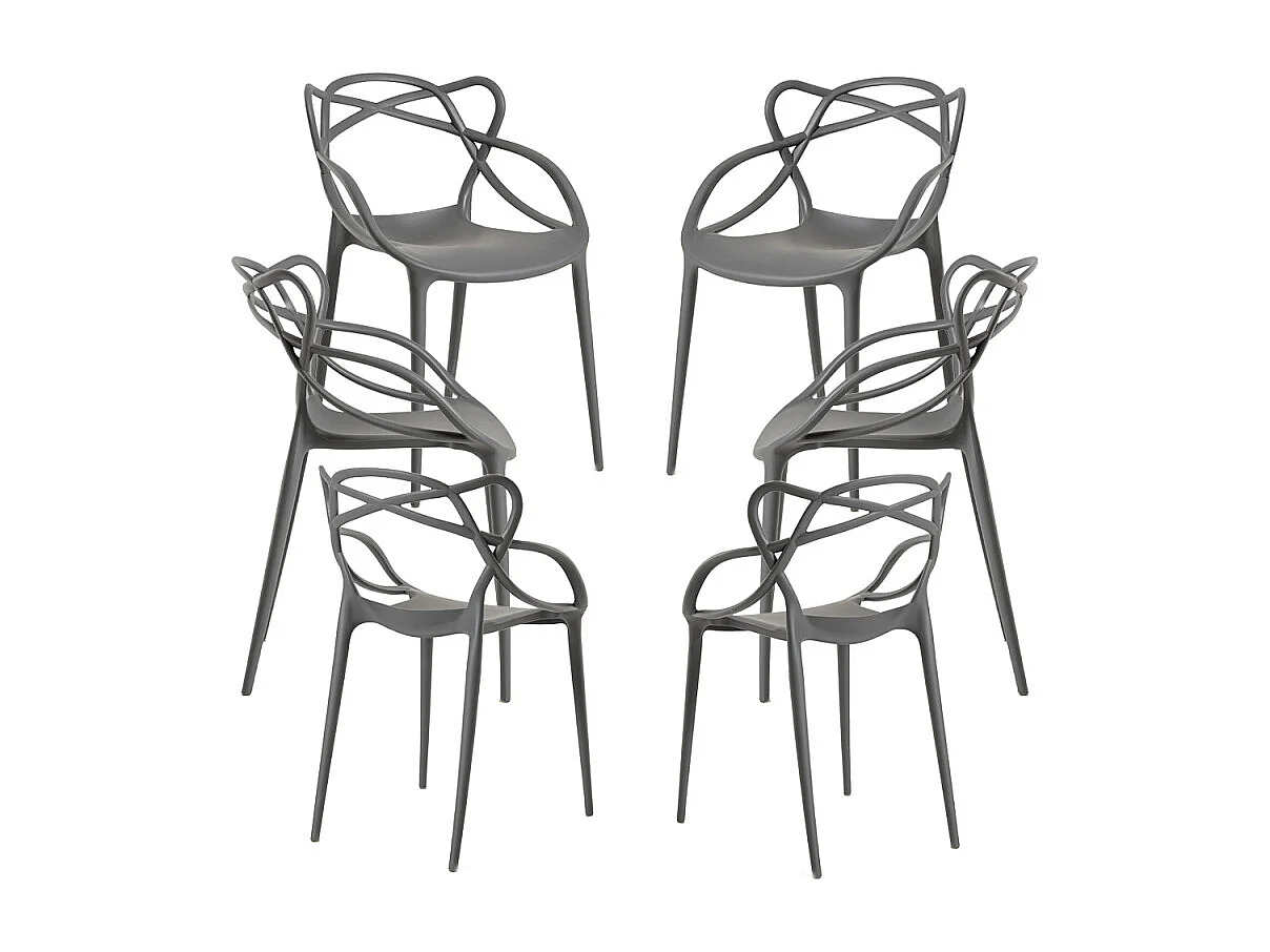 Packs Sillas Jardín - Pack 6 Sillas Lowa - Gris oscuro