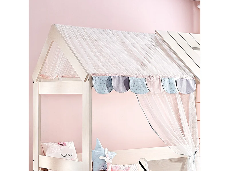 Kinderhuisjesbed + lade spaanplaat roze 90x200cm