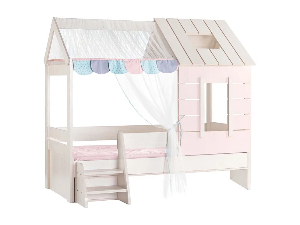 Lit enfant cabane en aggloméré rose 90x200cm