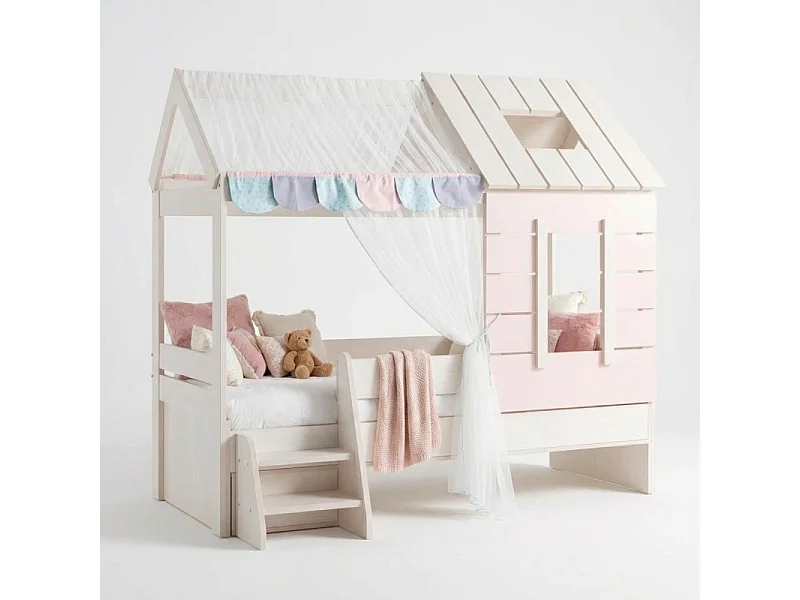 Cama infantil casita aglomerado rosa 90x200cm
