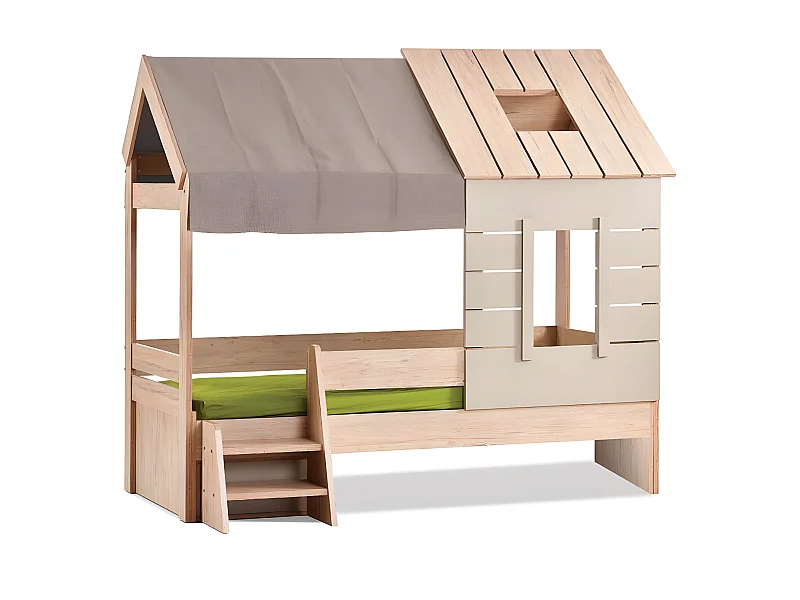 Cama infantil casita aglomerado gris 90x200cm