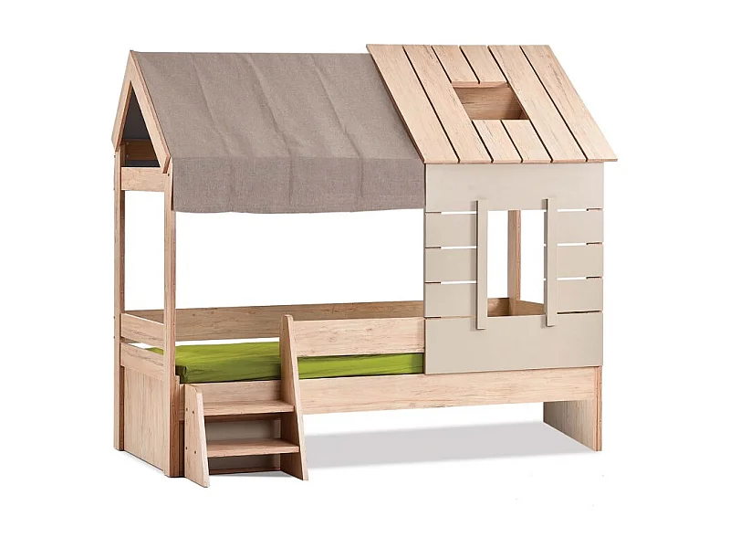 Cama infantil casita aglomerado gris 90x200cm