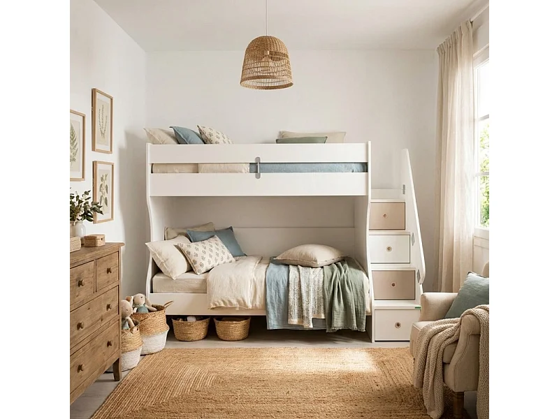 Letto a castello truciolato bianco 90x190/90x190cm