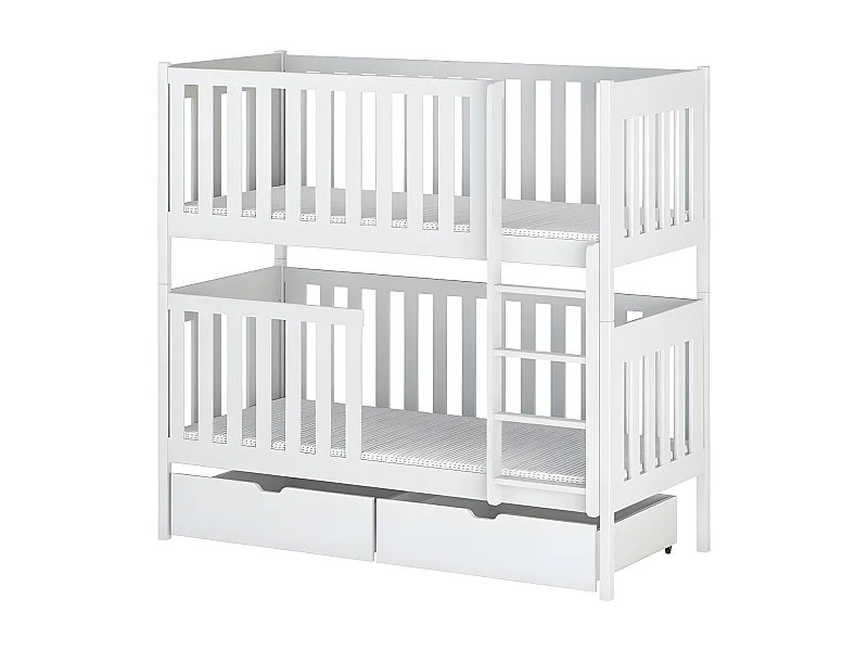 Letto a castello per bambini legno bianco 80x180cm