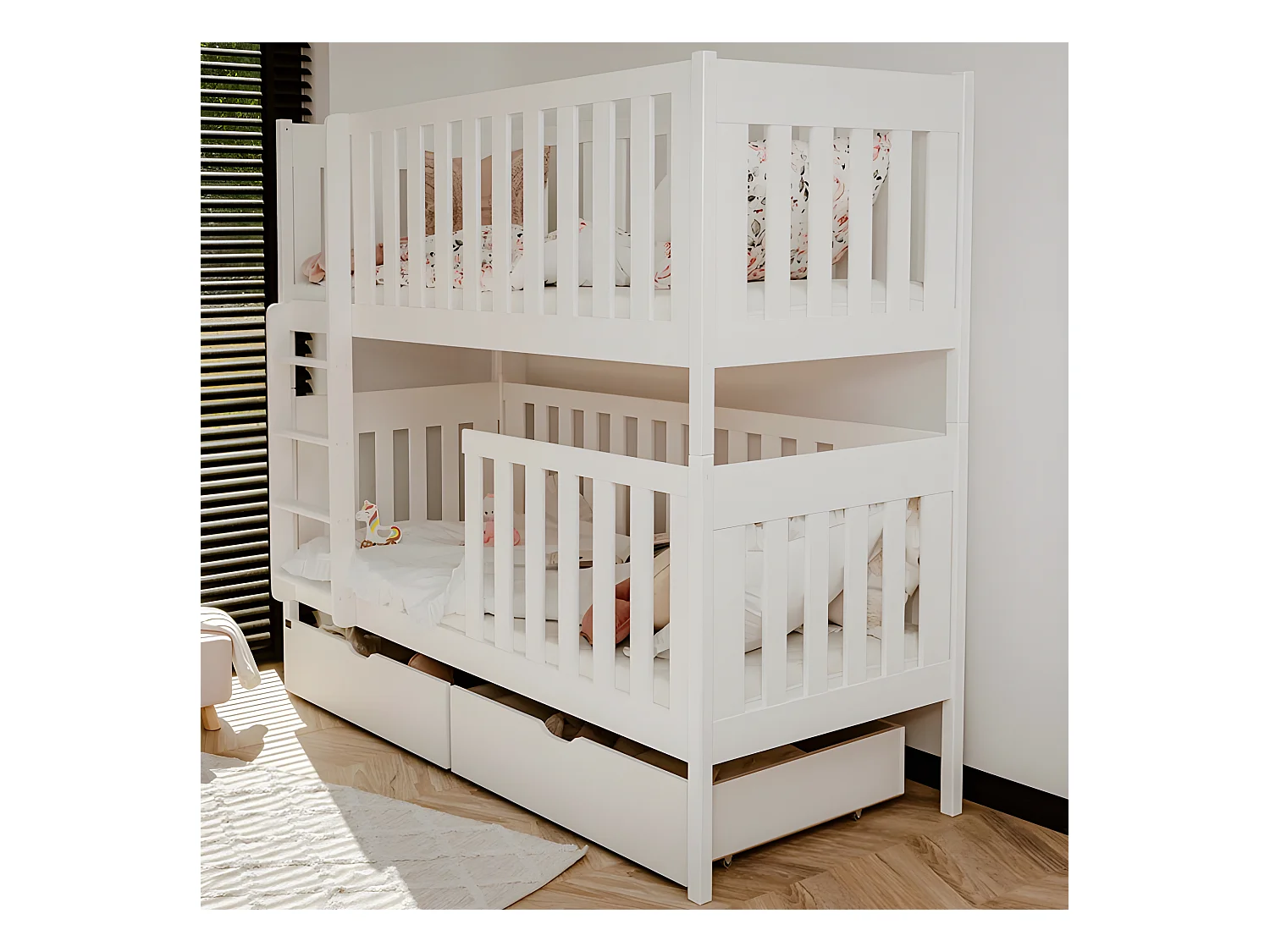 Letto a castello per bambini legno bianco 80x180cm