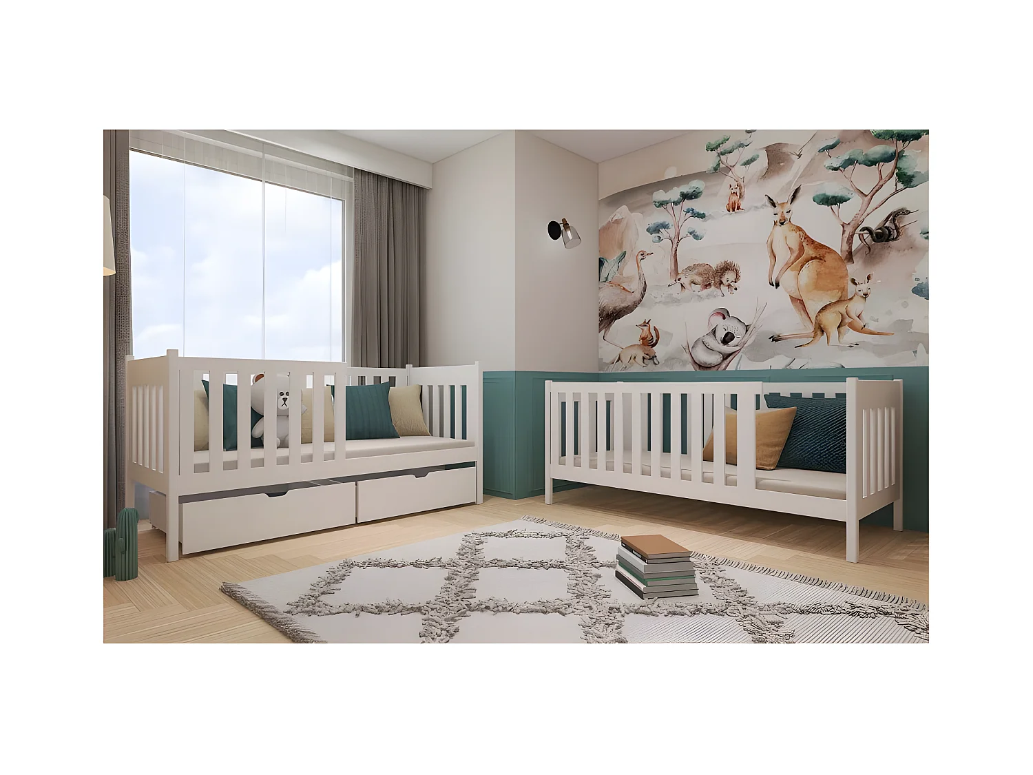 Letto a castello per bambini legno bianco 80x180cm