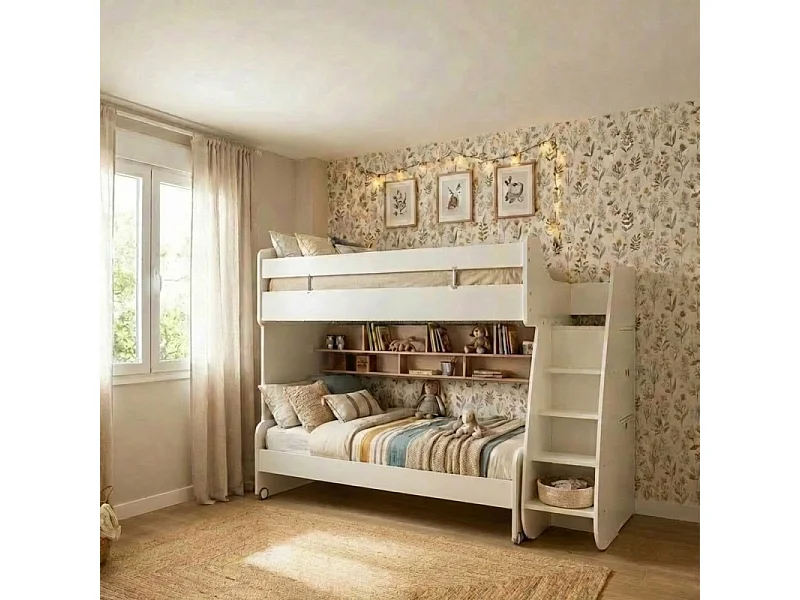 Litera con almacenaje aglomerado blanco 182,7x252x107,8cm