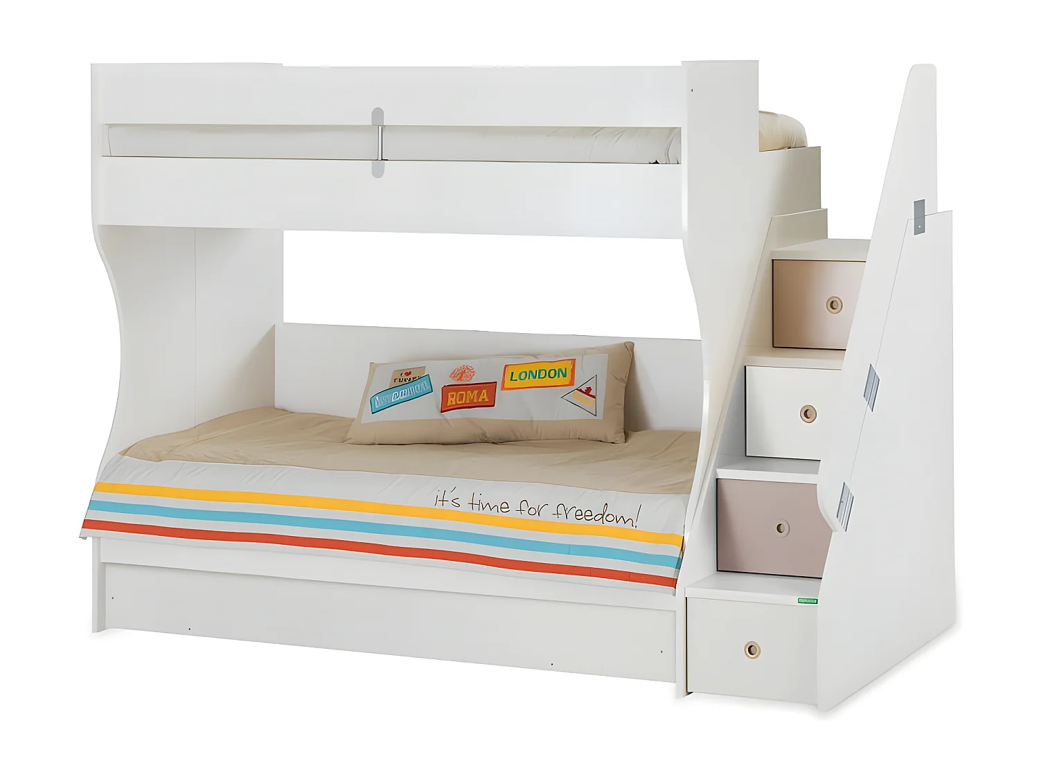 Etagenbett + Schublade weißer 90x190/90x190cm