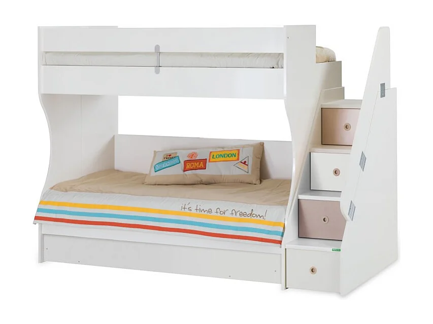 Stapelbed + opberglade spaanplaat wit 90x190/90x190cm