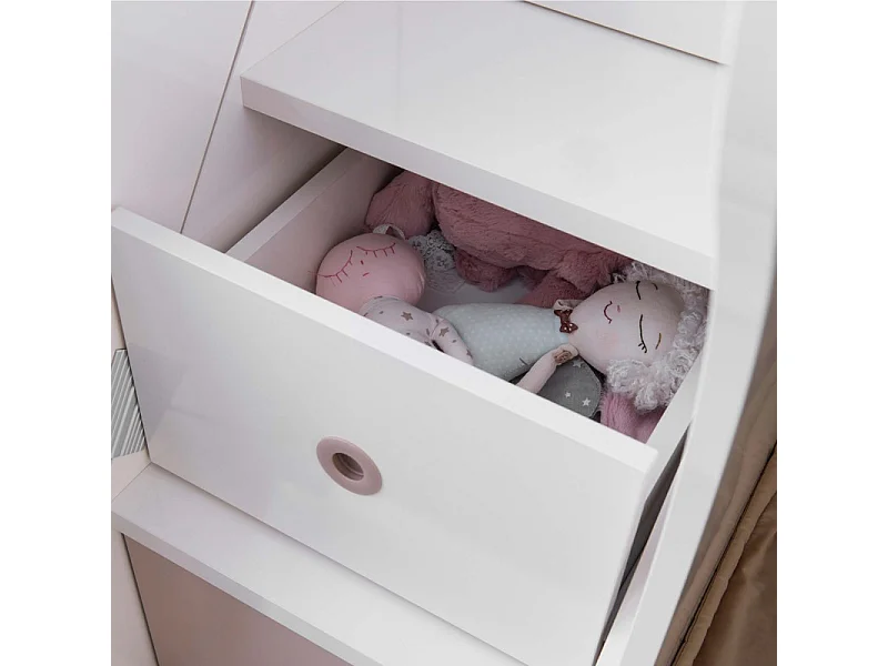 Stapelbed + opberglade spaanplaat wit 90x190/90x190cm